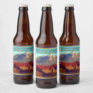 Individuell gebraute Rocky Mountain Deer Detailed Bierflaschenetikett