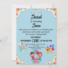 Individuell gestaltbare bunte Geburtstagsparty Einladung