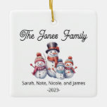 Individuell gestaltbare Familie mit 4 Snowman-Feri Keramikornament<br><div class="desc">Individuell gestaltbare Familie von 4 Snowman Keramik Ornament</div>