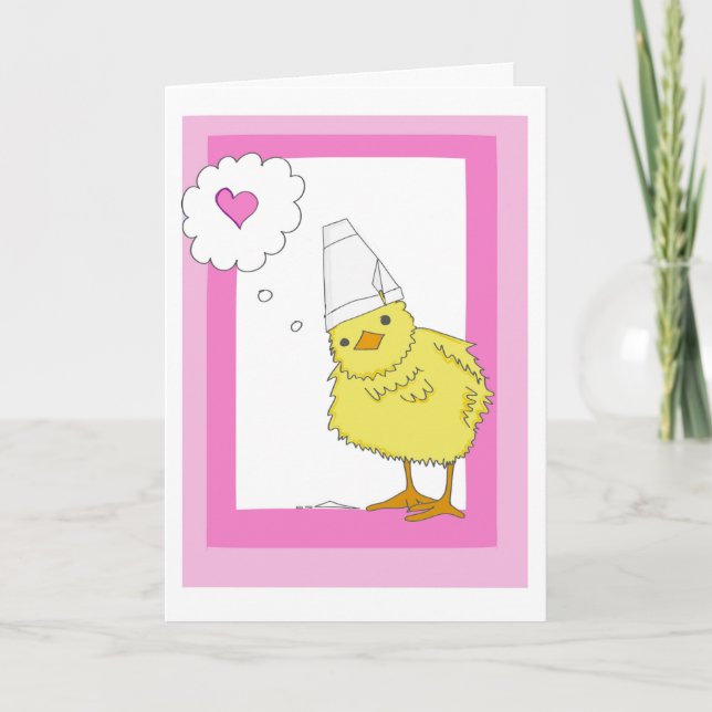 Individuell gestaltbare Pink Chicken Valentine's D Dankeskarte (Vorderseite)