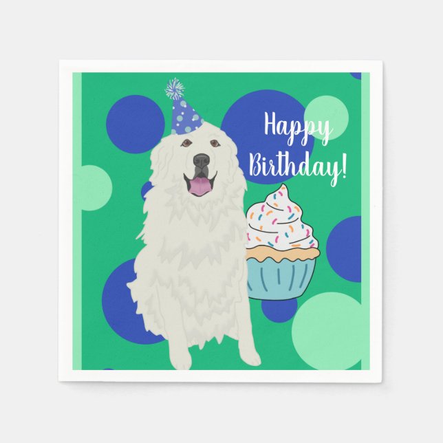 Individuell gestaltbare Pyrenäen zum Geburtstag Serviette (Vorderseite)