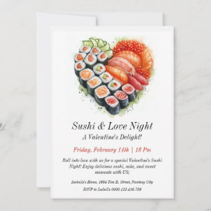 Individuell gestaltbare Sushi & Liebe Night Einlad Einladung