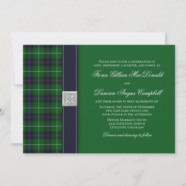 Individuell gestaltbare Tartan Celtic Wedding Einl Einladung (Vorderseite)