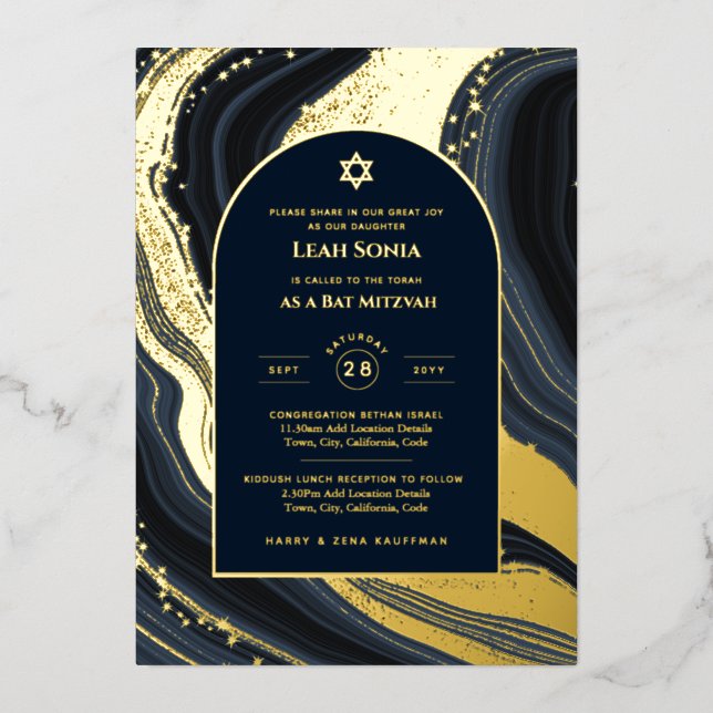 Individuell gestaltbares Bat Bar Mitzvah Event, el Folieneinladung (Vorderseite)