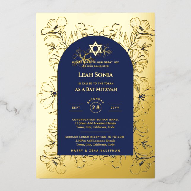 Individuell gestaltbares Bat Bar Mitzvah Event, el Folieneinladung (Vorderseite)