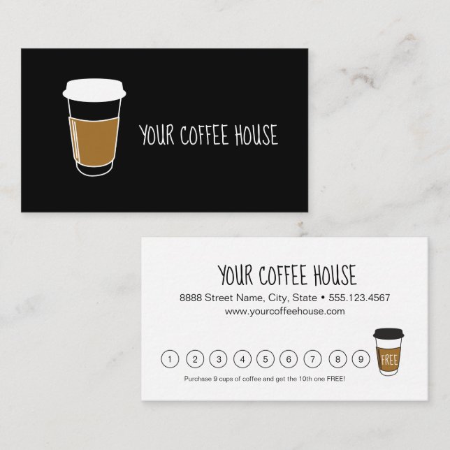 Individuell gestaltbares Café Kaffeehaus Treuekarte (Vorne/Hinten)