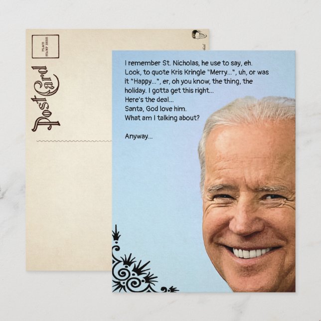 Individuell gestaltete Biden Holiday Postkarte (Vorne/Hinten)
