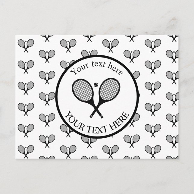 Individuell gestaltete Black & White Tennis Racket Postkarte (Vorderseite)