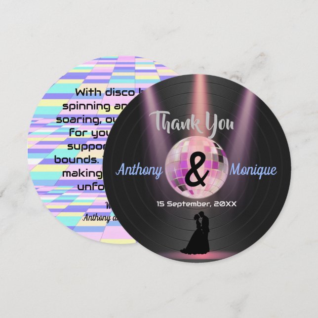 Individuell gestaltete Diskothek Dankeskarte (Vorne/Hinten)