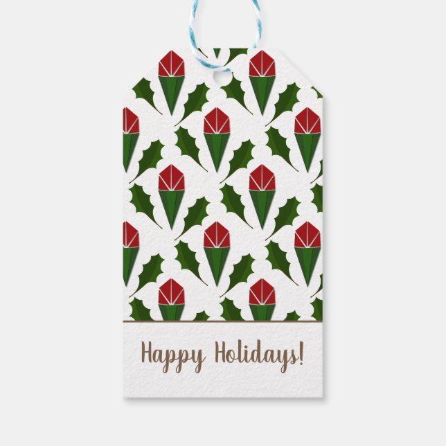 Individuell gestaltete, lebendige Rote Rosen, Art  Geschenkanhänger (Rückseite)