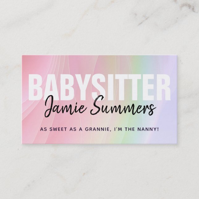 Individuell gestaltete Rainbow Babysitter-Visitenk Visitenkarte (Vorderseite)