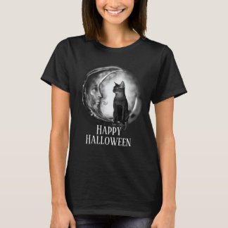 Individuell gestaltete schwarze Katze über der Mon T-Shirt