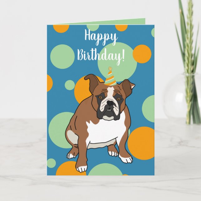 Individuell gestalteter englischer Bulldog Geburts Karte (Vorderseite)