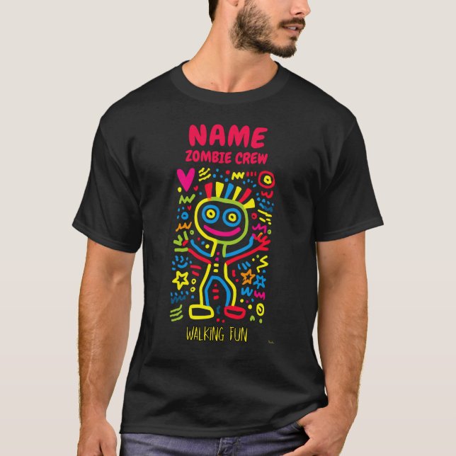 Individuell gestalteter Neon Pop Art Zombie | Funn T-Shirt (Vorderseite)