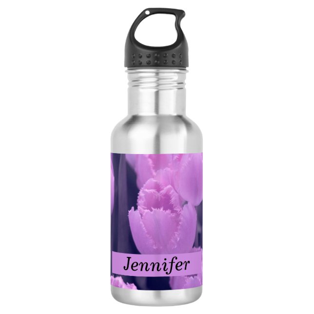 Individuell gestalteter schöner Lila Tulip Zurück  Trinkflasche (Vorderseite)