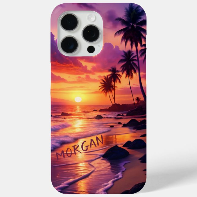 Individuell gestalteter tropischer Sonnenuntergang Case-Mate iPhone Hülle (Rückseite)