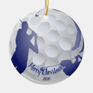 Individuell gestalteter Weihnachtsgolfer Spaß Keramikornament