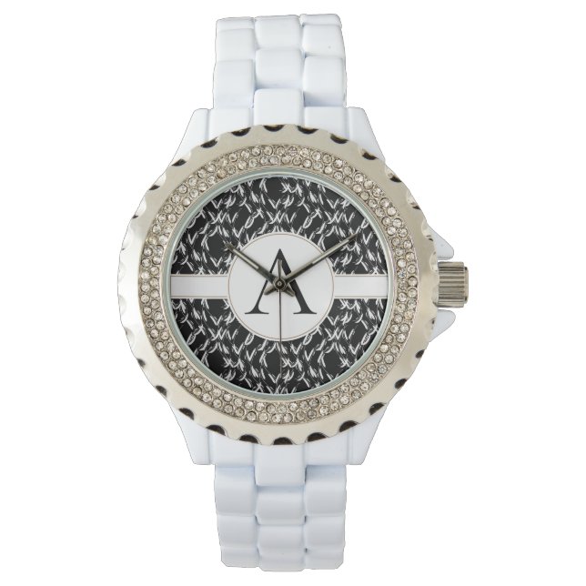 Individuell gestaltetes Abstraktes Schwarz-Weiß-Mo Armbanduhr (Vorderseite)