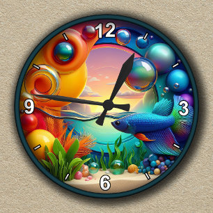 Individuell gestaltetes, lebendiges tropisches Aqu Runde Wanduhr