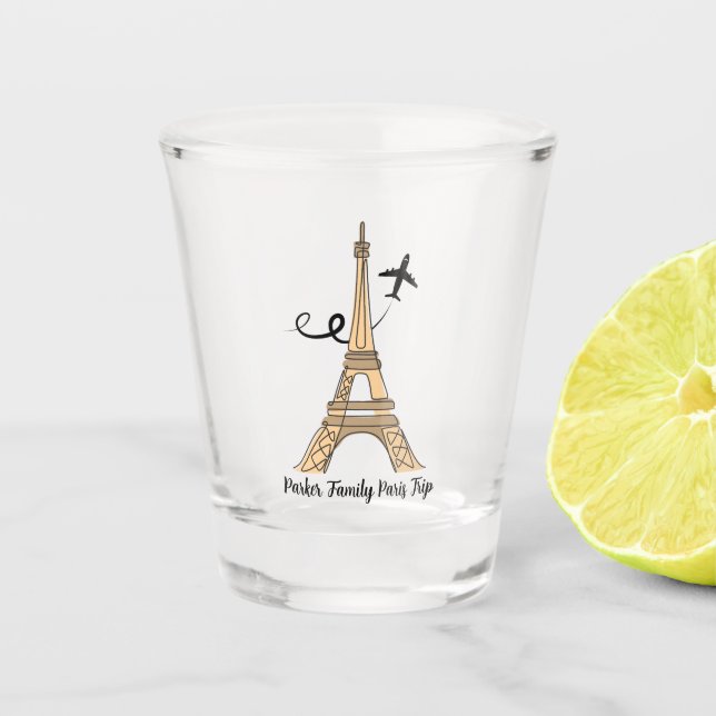 Individuell gestaltetes Pariser Trip Chic Eiffeltu Schnapsglas (Vorderseite)