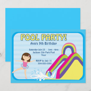 Individuell gestaltetes Pool Party Geburtstag Einladung