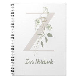 Individuell gestaltetes Z mit Soft Blume Notebook Notizblock