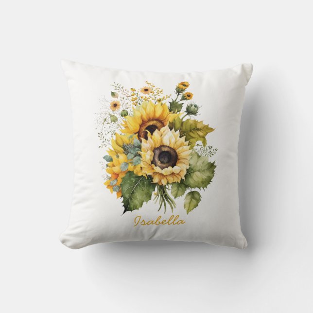 Individuell Hübsche Aquarellblume Kissen (Vorderseite)