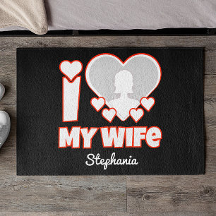 Individuell Ich liebe meine Frau – Name & Foto hin Fußmatte