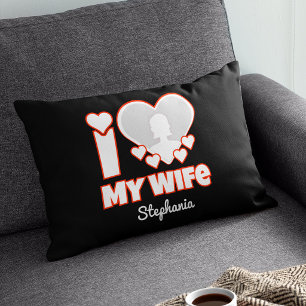 Individuell Ich liebe meine Frau – Name & Foto hin Kissenbezug