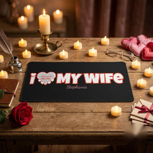 Individuell Ich liebe meine Frau – Name & Foto hin Schreibtischunterlage