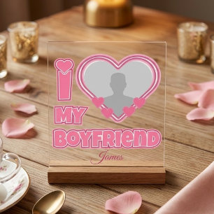 Individuell Ich liebe meinen Freund – Foto & Name Acrylschild