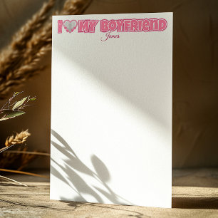 Individuell Ich liebe meinen Freund – Foto & Name Briefpapier