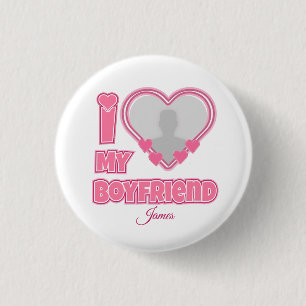 Individuell Ich liebe meinen Freund – Foto & Name Button