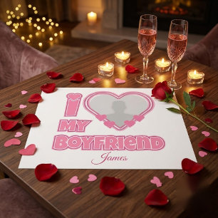 Individuell Ich liebe meinen Freund – Foto & Name  Geschenkpapier