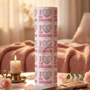 Individuell Ich liebe meinen Freund – Foto & Name Geschenkpapier