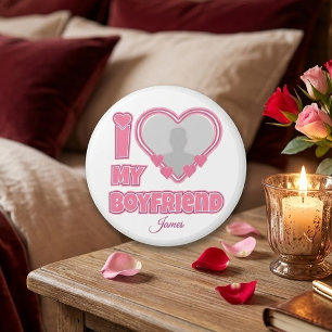 Individuell Ich liebe meinen Freund – Foto & Name  Magnet