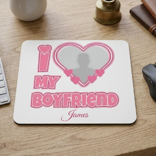 Individuell Ich liebe meinen Freund – Foto & Name Mousepad