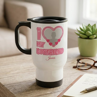 Individuell Ich liebe meinen Freund – Foto & Name Reisebecher