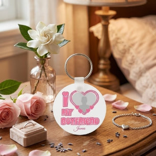 Individuell Ich liebe meinen Freund – Foto & Name  Schlüsselanhänger