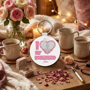 Individuell Ich liebe meinen Freund – Foto & Name Schlüsselanhänger