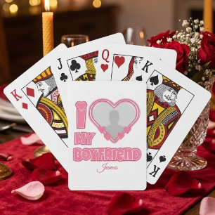 Individuell Ich liebe meinen Freund – Foto & Name Spielkarten