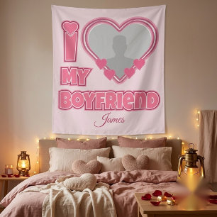 Individuell Ich liebe meinen Freund – Foto & Name Wandteppich