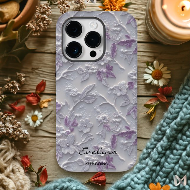 Individuell Lila bestickte Floral und Inspiration Case-Mate iPhone 14 Pro Hülle (Von Creator hochgeladen)