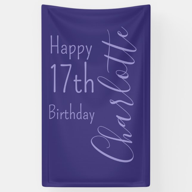 Individuell Lila Moderne schick Geburtstag glückli Banner (Vertikal)