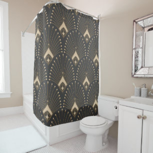 Individuell markierte elegante Black & Gold-Muster Duschvorhang