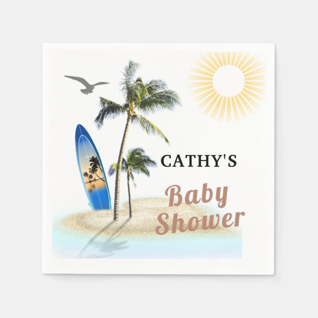 Individuell markiertes Beach Surf Baby Duschpapier Serviette (Vorderseite)