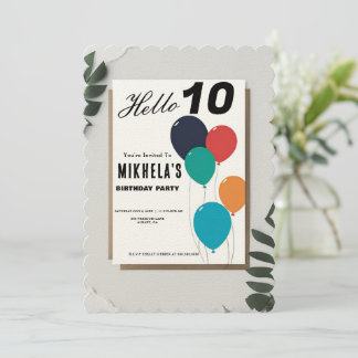 Individuell Minimalistische Retro Ballons Geburtst Einladung