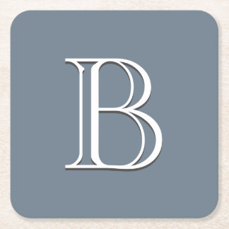 Individuell Mit Monogramm Anfangsmittel Blau und W Rechteckiger Pappuntersetzer