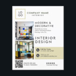Individuell moderner Innendesign Flyer<br><div class="desc">Eleganter moderner, individualisierbarer Flyer im Interieur.</div>