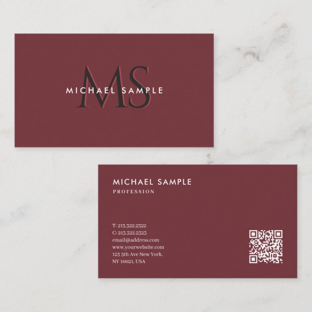 Individuell moderner QR-Code Monogram Elegante Wei Visitenkarte (Vorne/Hinten)